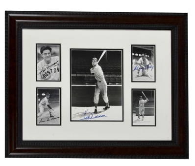Boston Red Sox Legends Signed Multi-Photo Collage Framed 5 Signatures Williams Pesky Ferris Doerr DiMaggio
